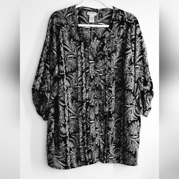 Catherines Women's Button Front Top Knotched Neck Short Seeves Sz 2X 22WP/24WP - Picture 1 of 8